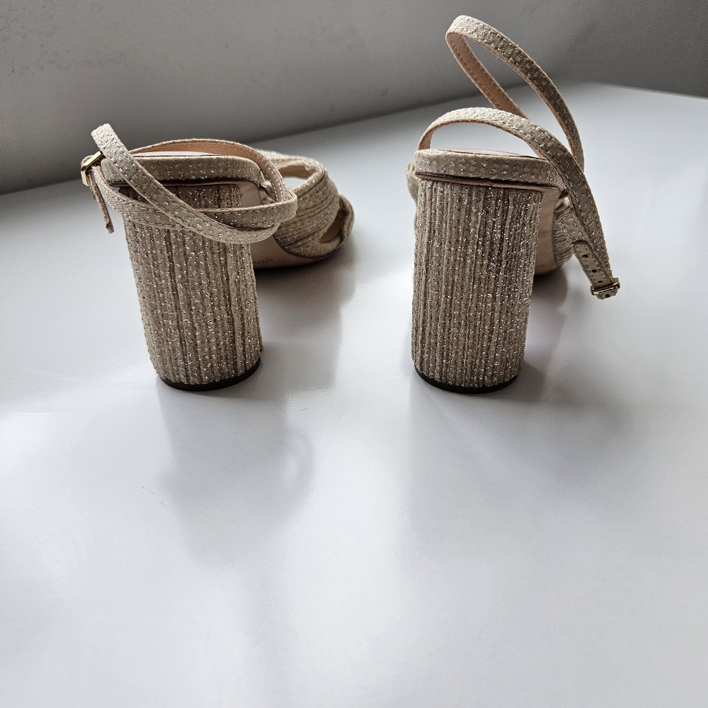 Loeffler Randall Camillia Sand Pleated Bow Collumn Heel Sandal - Picture 8 of 14